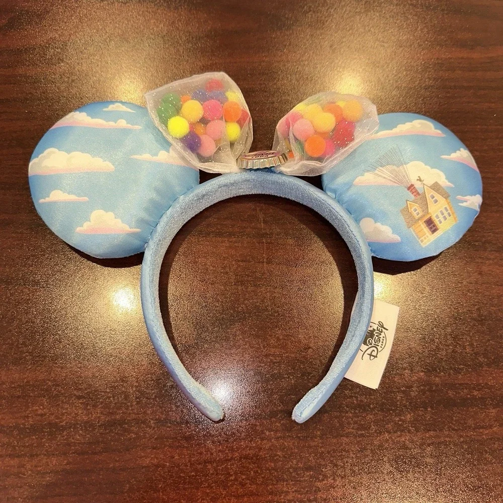 Disney Parks Pixar UP Clouds Flying House Minnie Ears Headband Grape‎ Soda Badge